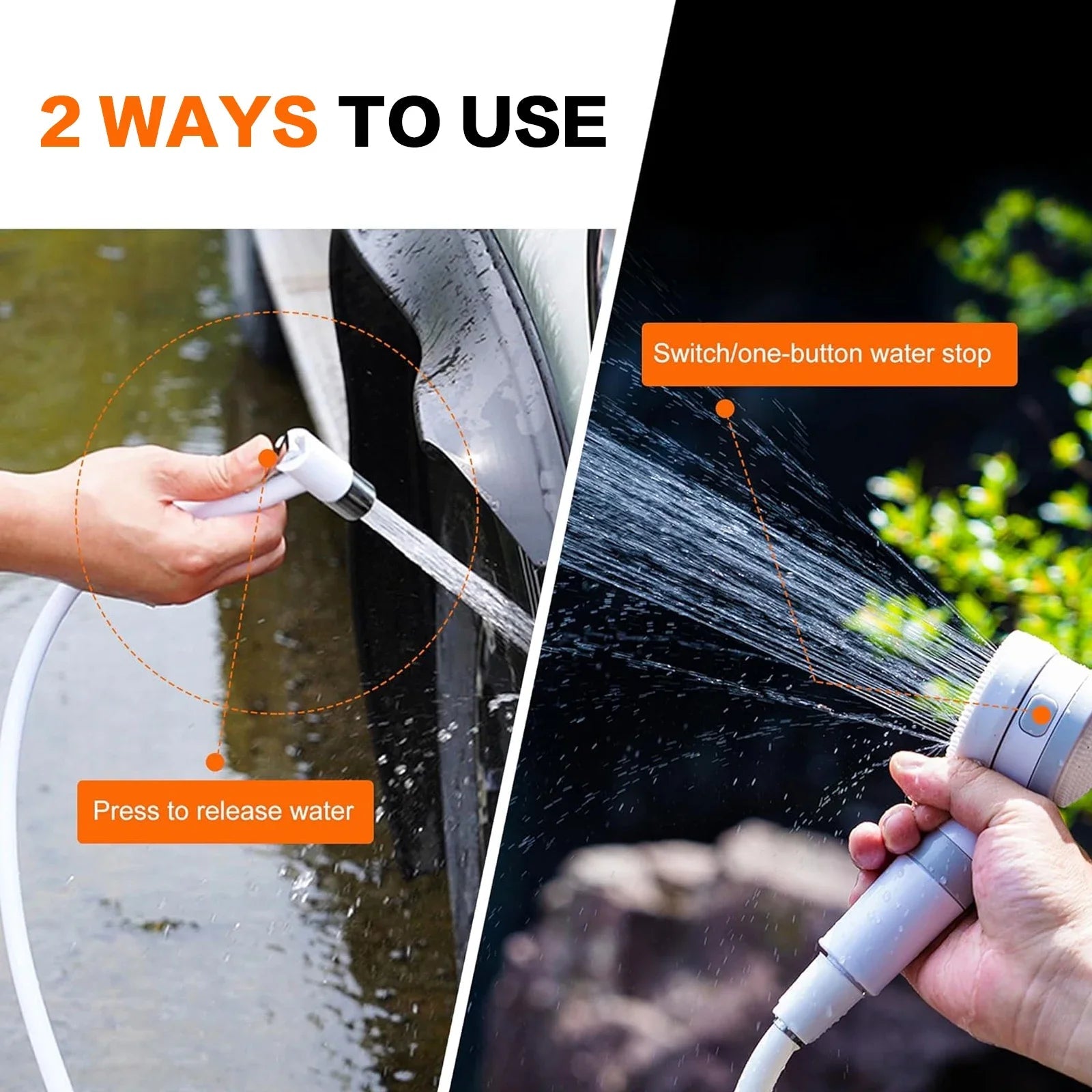 Portable Rechargeable Outdoor Shower, Handheld Compact Design, Gentle Shower Stream for Car Washing, Flower Watering, Bathing