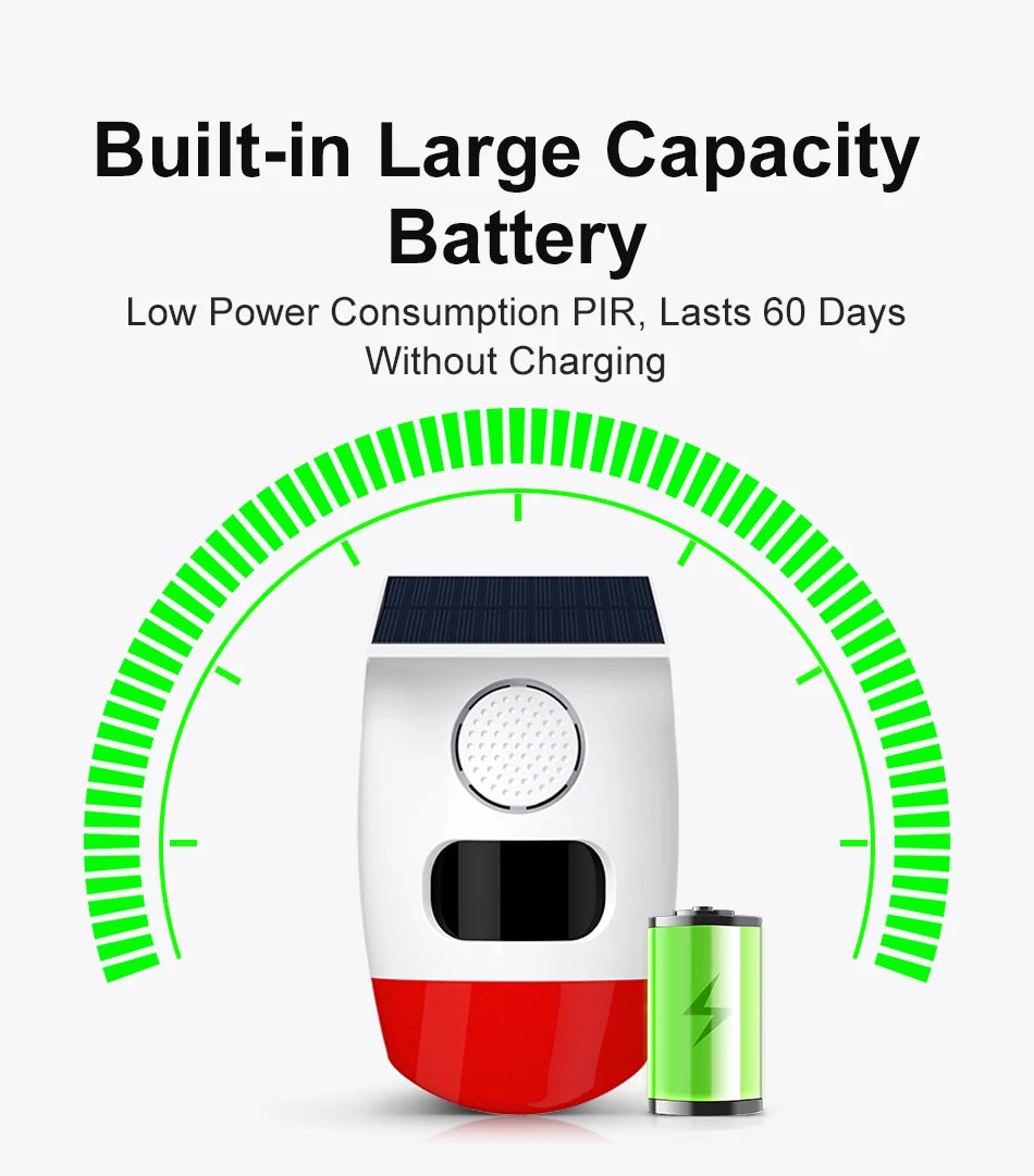 Solar Motion Sensor Alarm with 120dB Siren