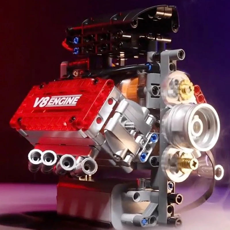Motorised V8 Engine Brick Model - 478 Pieces