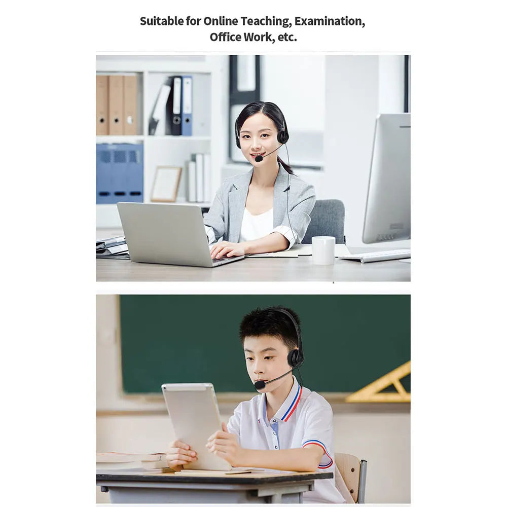 3.5mm/USB Computer Headset with Noise Cancelling Microphone Chatting Network Teaching Video Conferencing Stereo Wired Headset