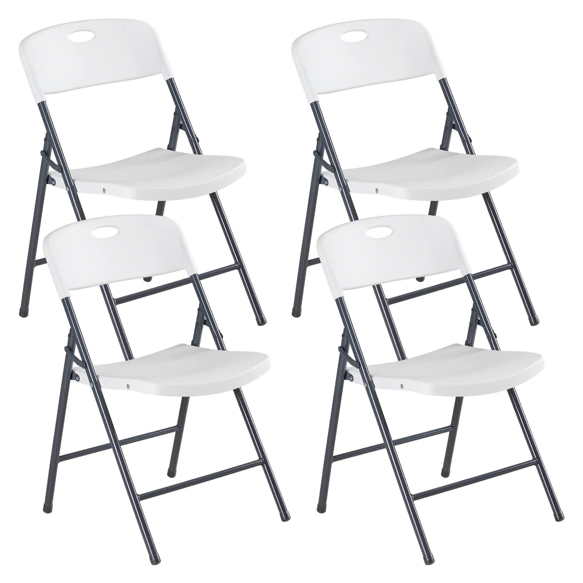 Stackable Folding Chairs Set with Padded Seat & Metal Frame