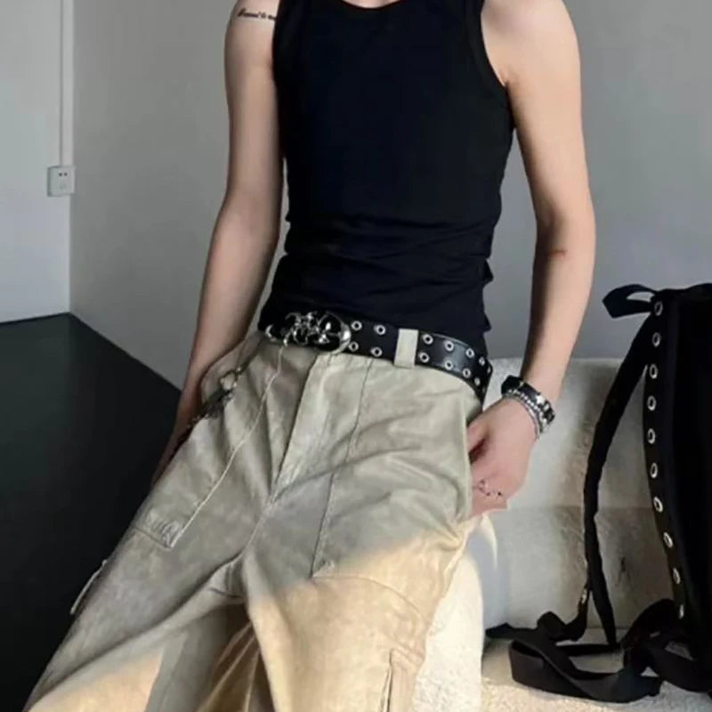 Nouveau Ceinture Punk de Mode Y2K Creuse en Cuir PU pour Hommes Femmes - Accessoire Tendance pour Cadeau, Ceintures de Taille Neutres Grande Taille