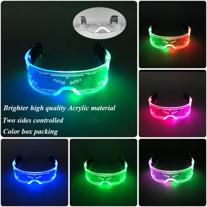 LED Luminous Futurist Cyberpunk Glasses LED Light Up Glasses cool cyberpunk glasses for man women cospaly supplies