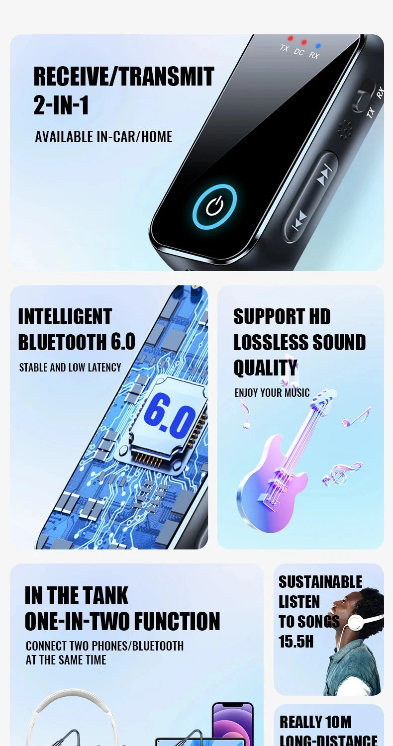 Zwei-in-eins Bluetooth-Audiosender und -empfänger
