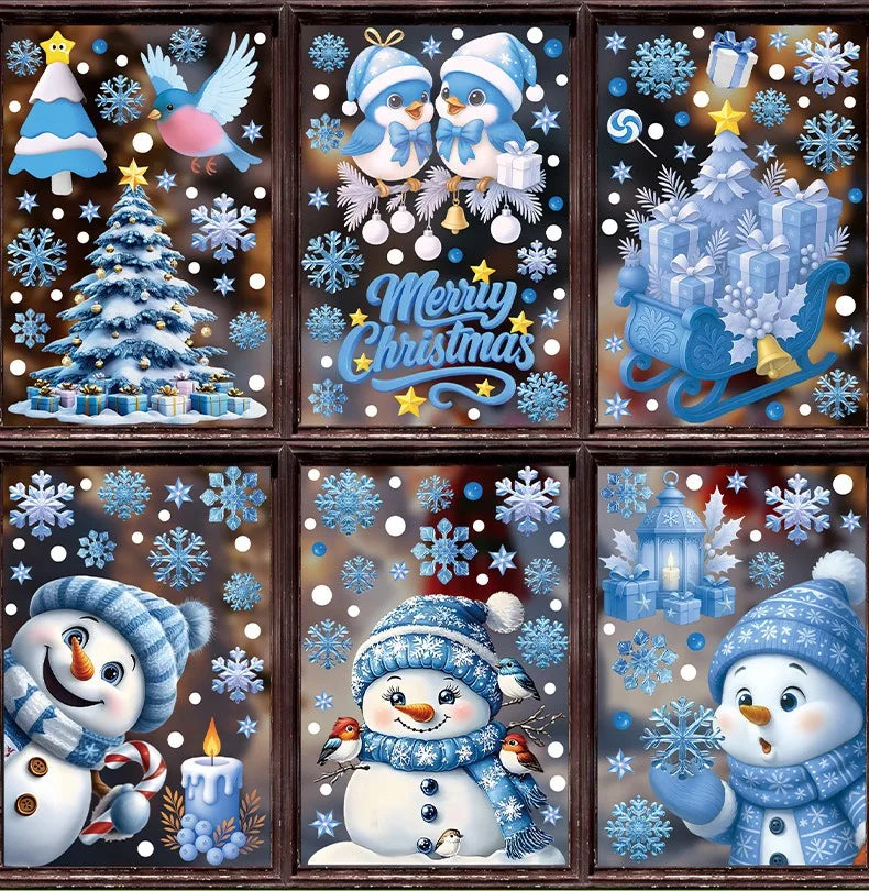 Christmas Window Stickers – Snowman & Santa Decor ❄️