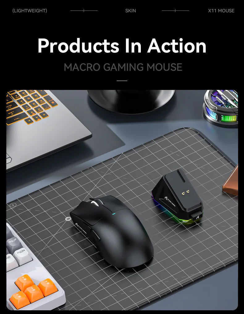 Attack Shark X11 Wireless mouse, three-mode connection 2.4GHz/ wired/Bluetooth PAW3311 22000DPI RGB magnetic charging dock mouse