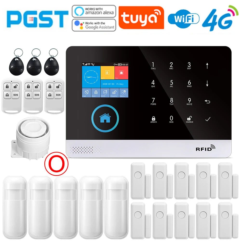 PGST-103 Graffiti Alarm System, 4G Secure Home WiFi Smart Home Alarm, Wireless Security System Device, Controlled by Smart Life