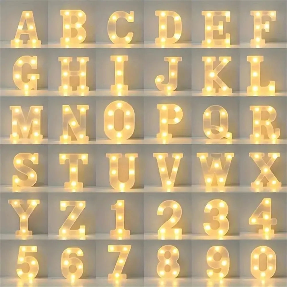 مصباح حروف مقاس 16CM، مصباح حروف وأرقام LED يعمل بالبطارية، مصباح ليلي للديكور الداخلي، زينة منزلية لحفلات الزفاف