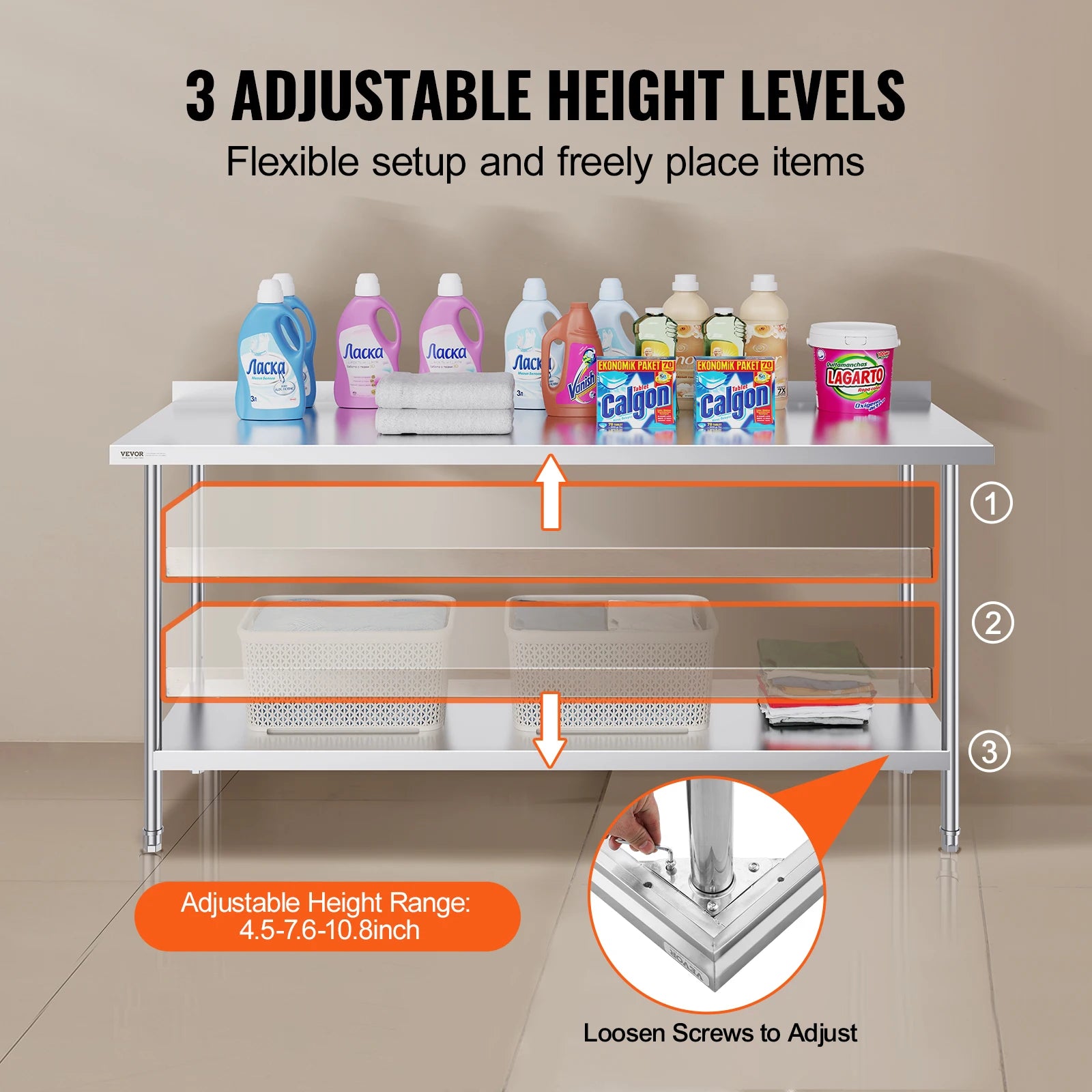 Stainless Steel Work Table 24x72 Inch Heavy-Duty Prep Station