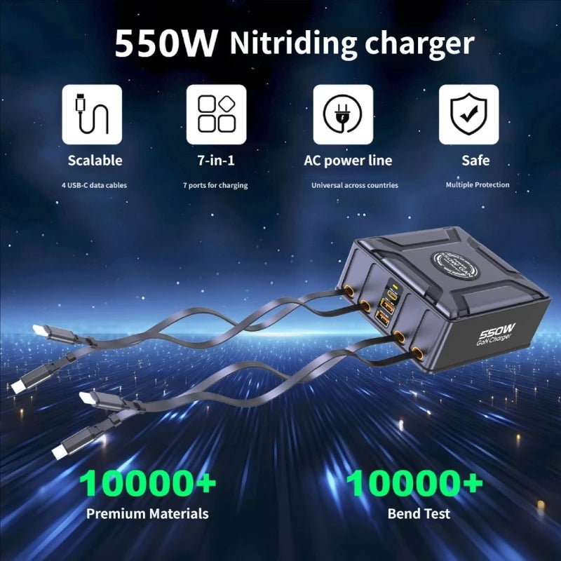 896C USB Charging Station with Four Retractable USB-C Cables
