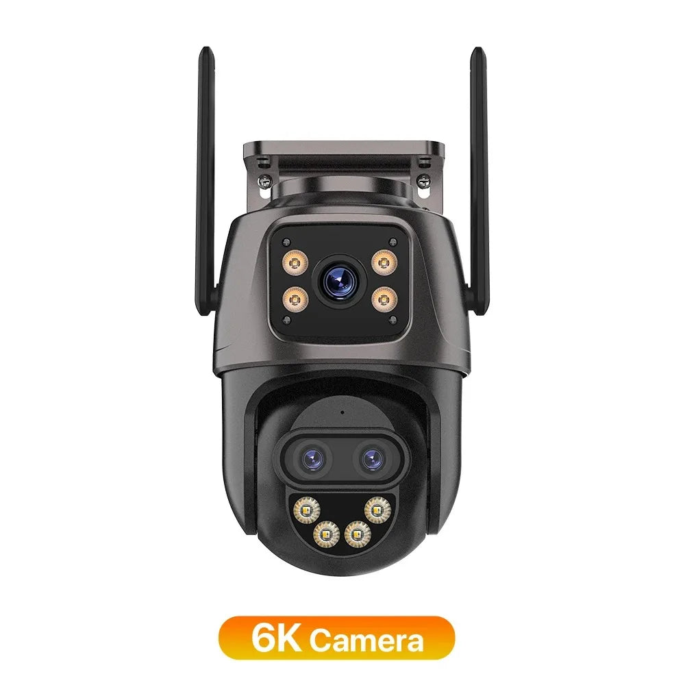 6K 9MP WiFi Outdoor PTZ Security Camera with Dual Screen, Three Lens, 8x Zoom
