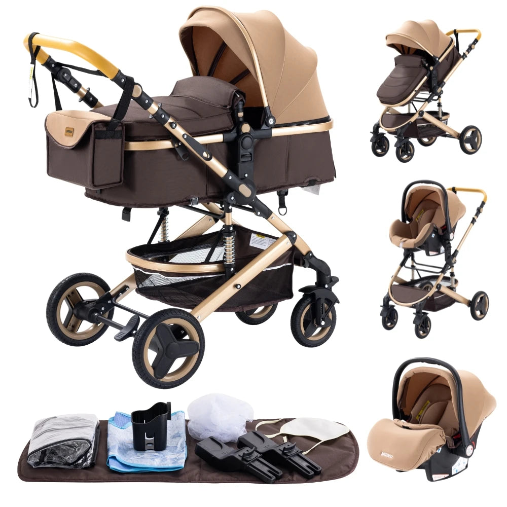 Luxury 3‑in‑1 Baby Stroller High‑Landscape Travel System