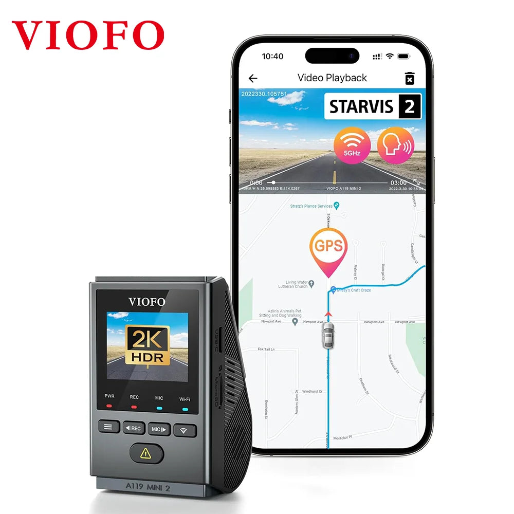 2K 60FPS Mini Dash Cam with GPS, Wi‑Fi, Voice Control and Parking Mode
