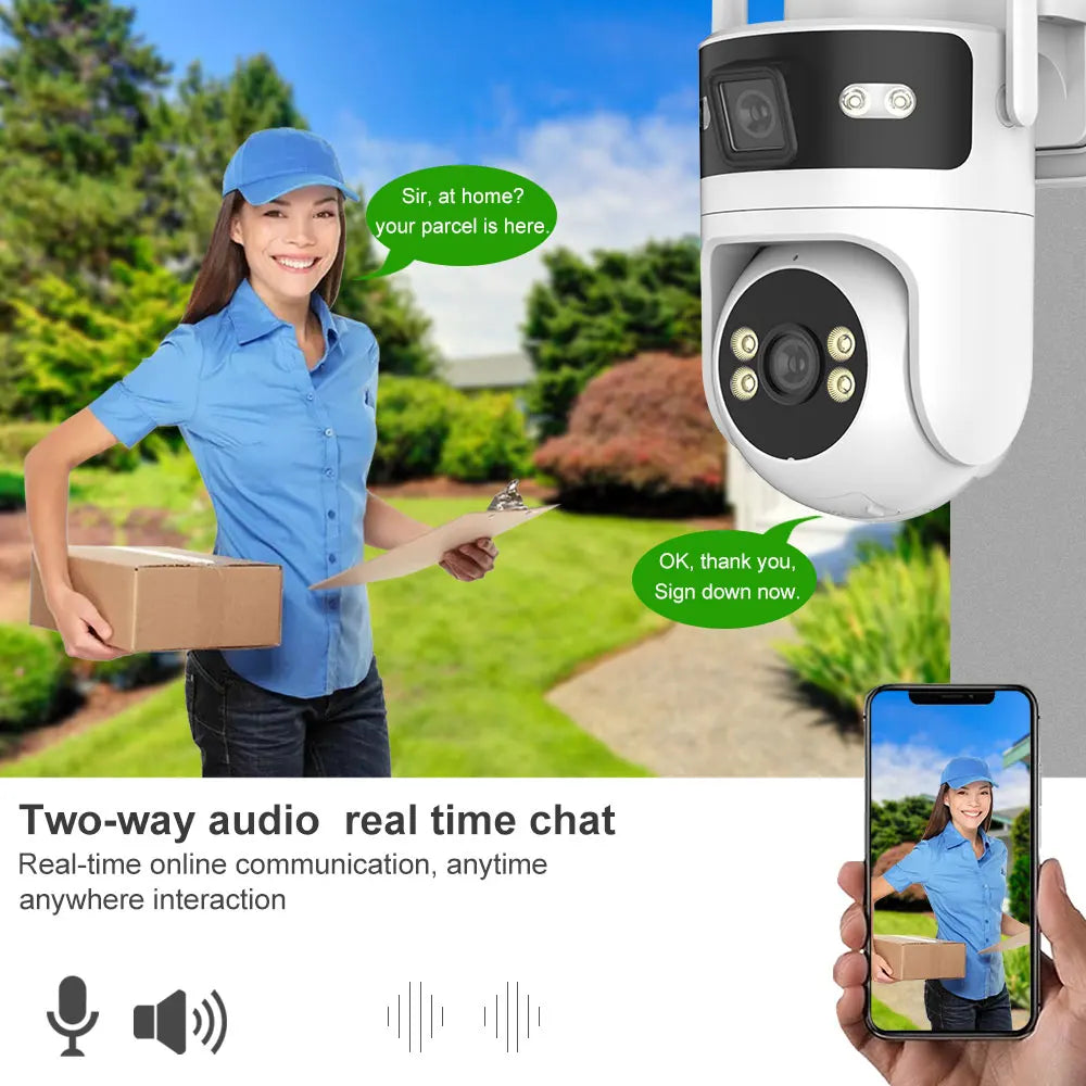 4K 8MP Dual Lens PTZ Outdoor WiFi Security Camera with AI Tracking