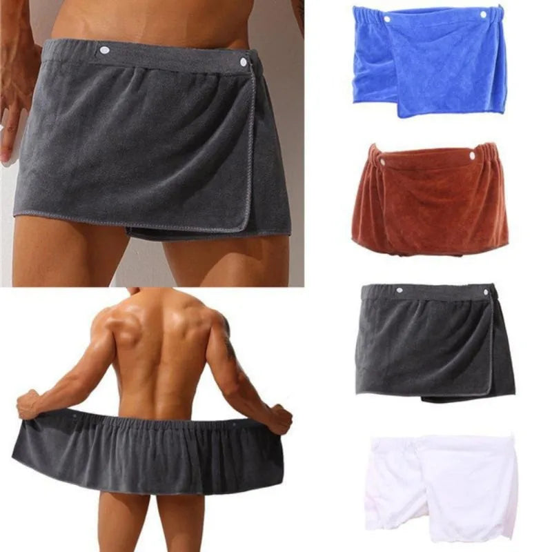 Men’s Quick-Dry Bath Towel Skirt for Beach and Swimming