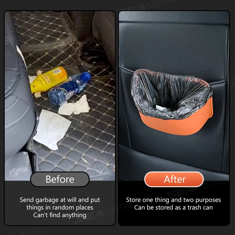 SEAMETAL Car Seat Back Organizer Pu Leather Waterproof Wear-Resistant Storage Bag Universal Stable Car Side Door Cup Holder