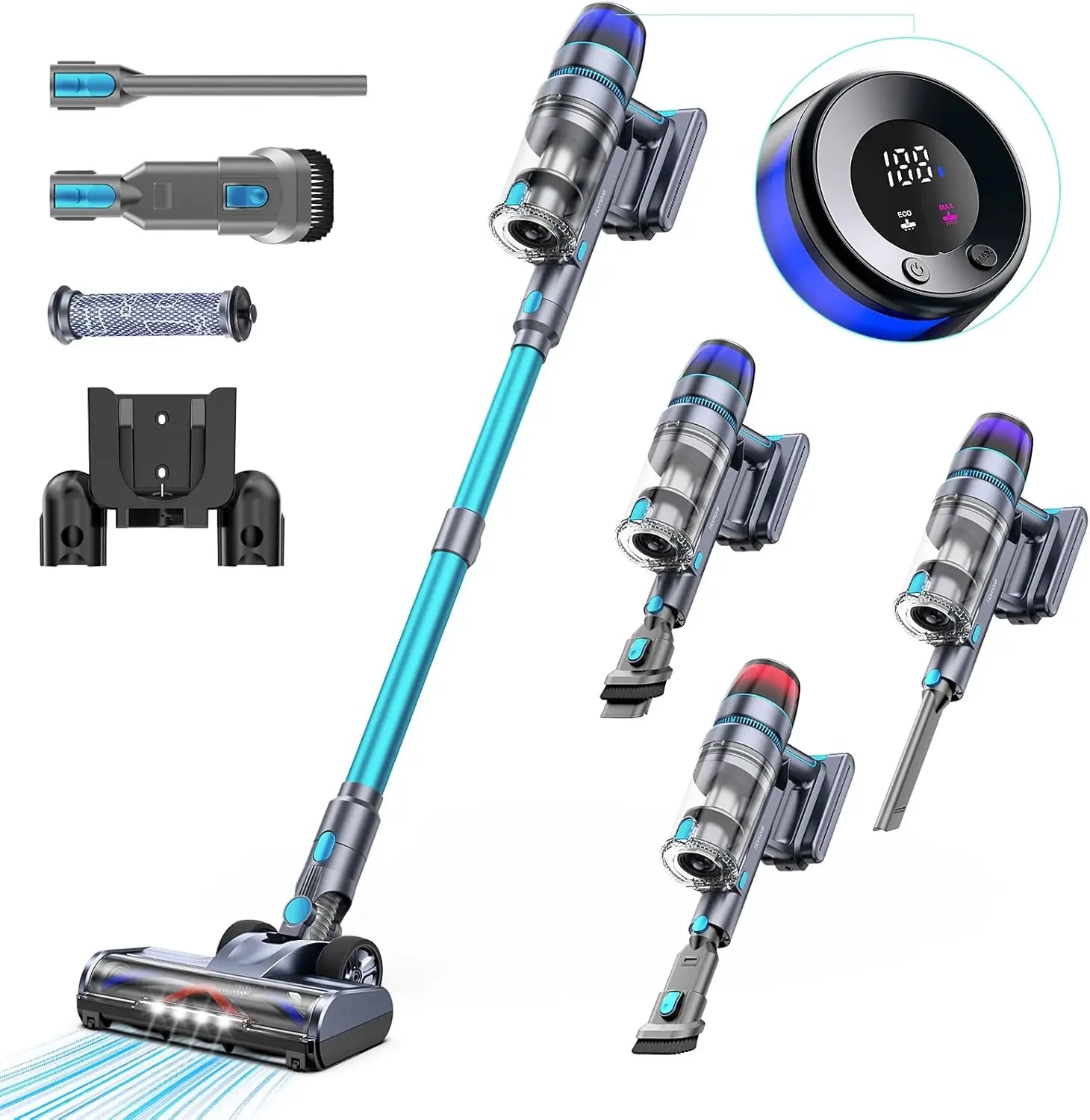 Homore 600W Cordless Vacuum Cleaner with Smart Suction and LED Display