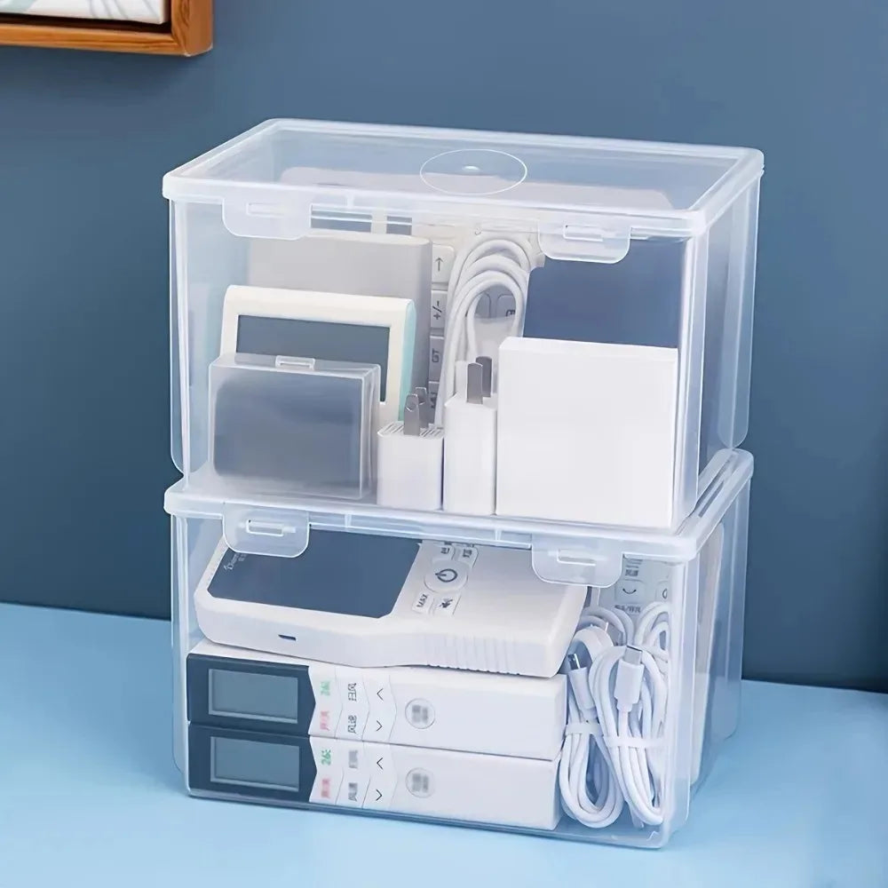 Grande boîte de rangement en plastique transparente et empilable
