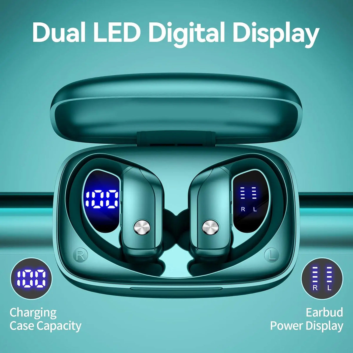 Bluetooth 5.0 Earbuds with Ear Hooks and Microphone