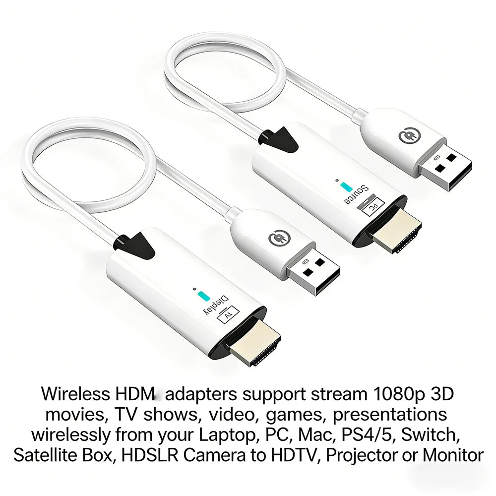 Wireless HD Transmitter and Receiver 1080P 30M Video Extender Dongle Plug & Play USB Adapter for Laptop TV Box Projector Meeting