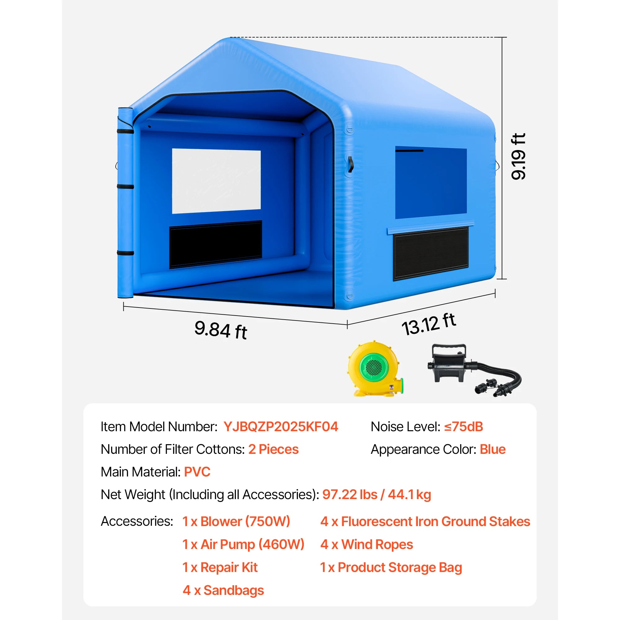 SucceBuy Inflatable Paint Booth Inflatable Spray Booth with Powerful Blower and Air Filter System Round Roof with Light Hook