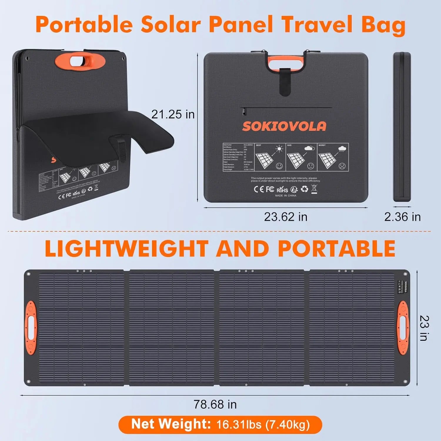 200W Portable Solar Panel for Power Stations, IP68 Waterproof