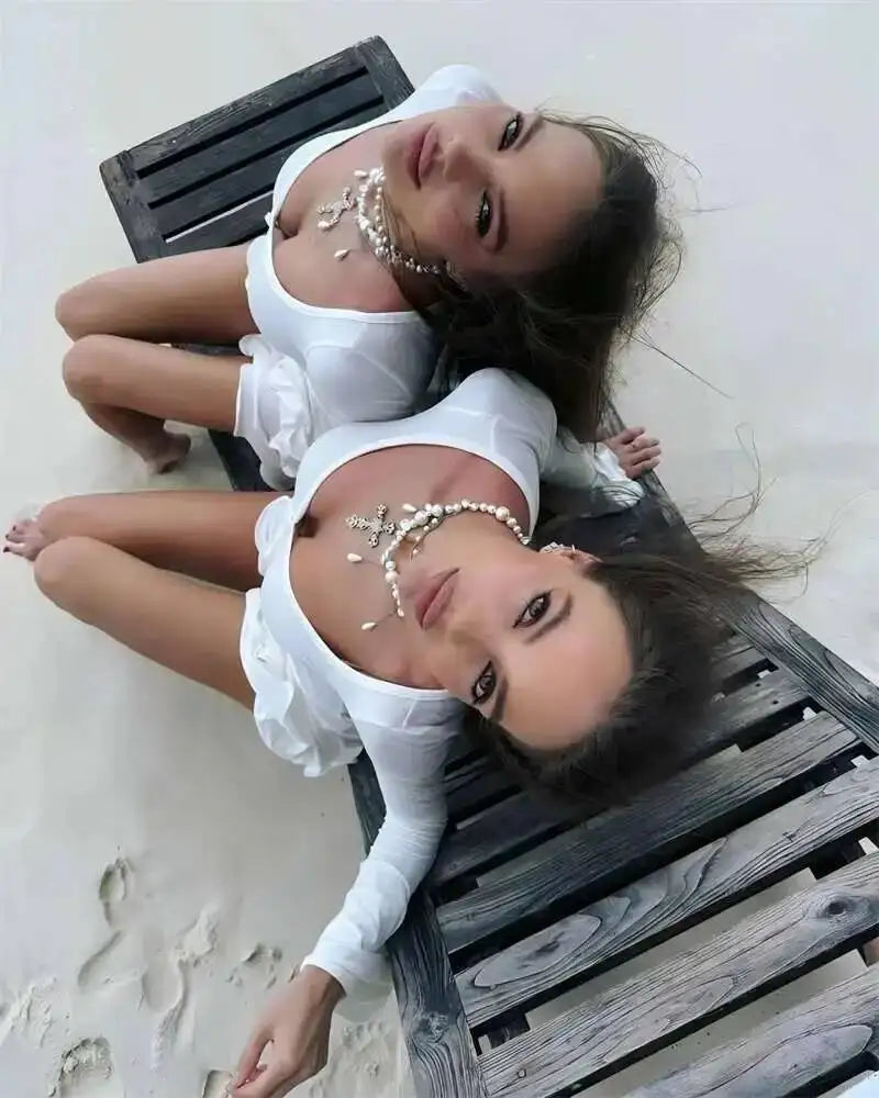 Blifanbo Flare Sleeve Ruffle Sexy V Neck Mini Dress Women Robe Irregular Single-breasted High Waist Slim A-line Club Dress