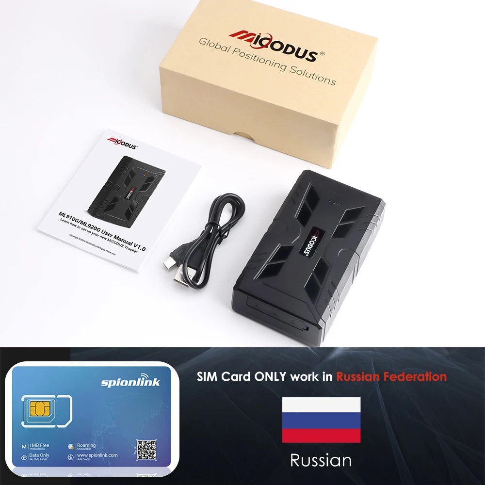 MiCODUS 4G GPS-spårare för bil spårningsenhet ML910G 10000mAh Superstyrk magnetisk bilspårare Flytta vibrera larm