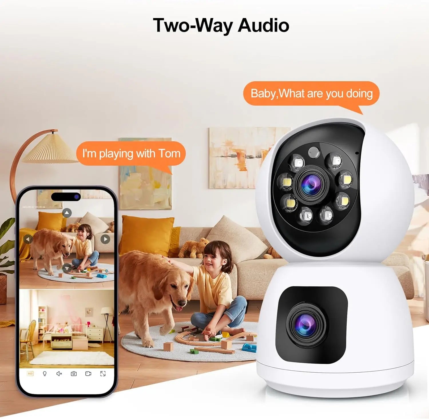 4K 8MP Dual-Lens PTZ Security Camera with Dual-Screen, AI Auto Tracking, Color Night Vision