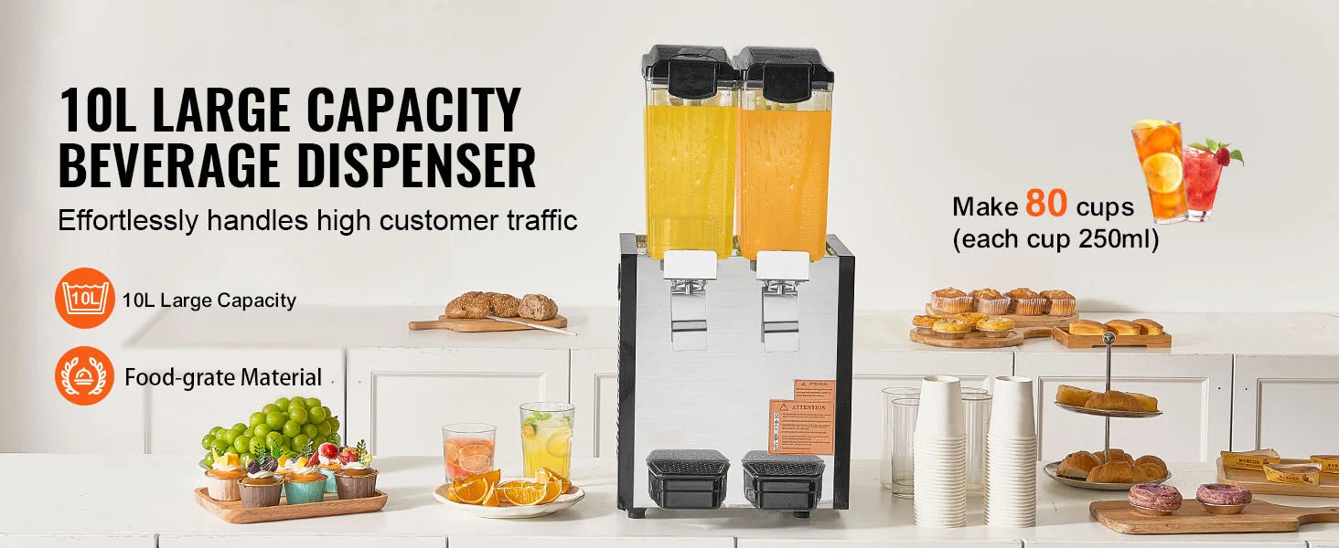 Commercial Beverage Dispenser 10L–18L Stainless Steel Cooling Machine