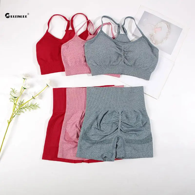 Nahtloses Yoga-BHF-BH und Shorts – Getrennt oder Set-Optionen