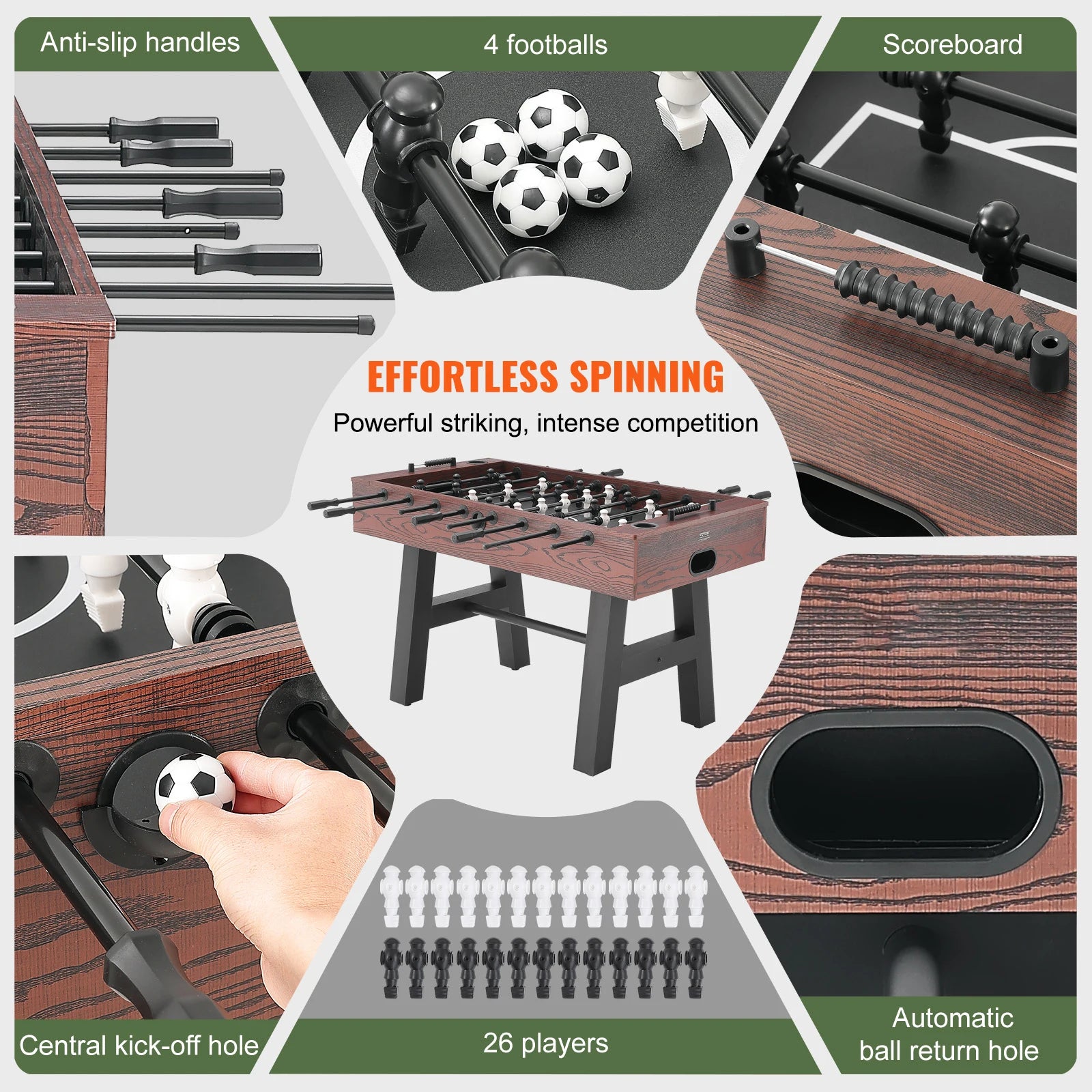 55 Inch Foosball Table for Home Game Room Fun and Family Play