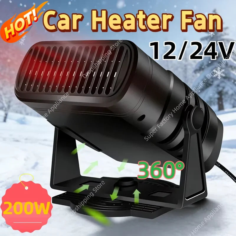 Prenosný ventilátorový ohrievač a odhmlievač do auta, 12 V/24 V
