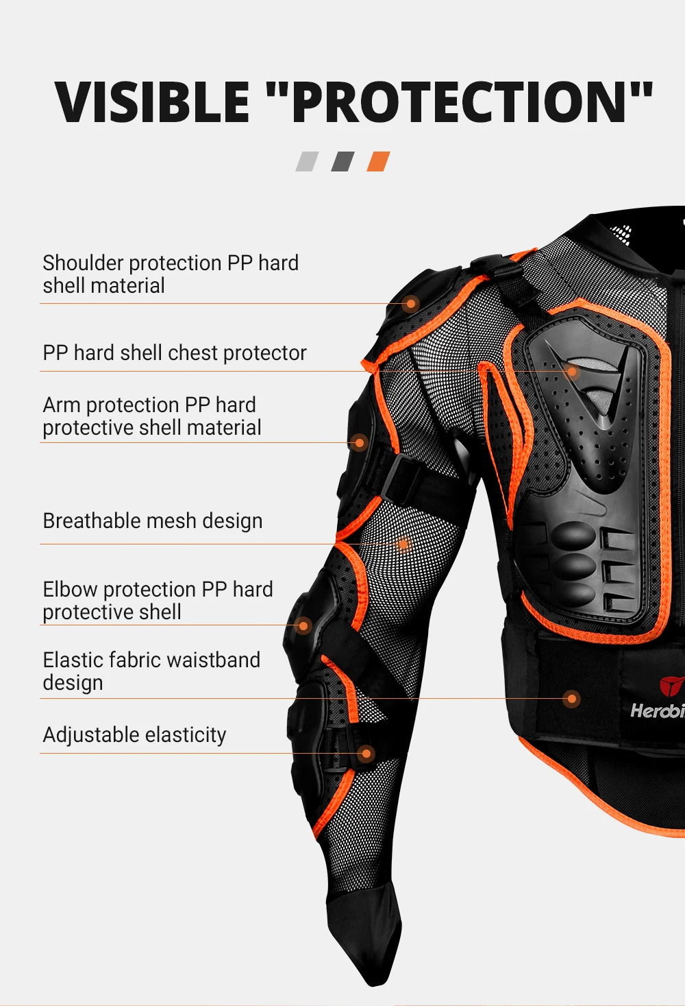 Motorcycle Full Body Armor Jacket with Spine Chest Protection