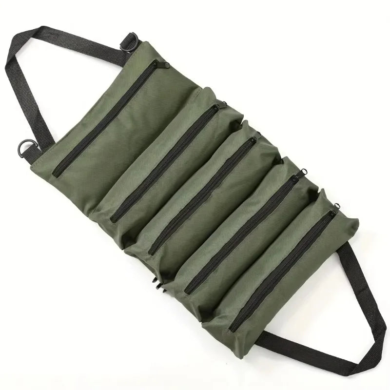Roll-Up Tool Bag with Five Zipped Pockets