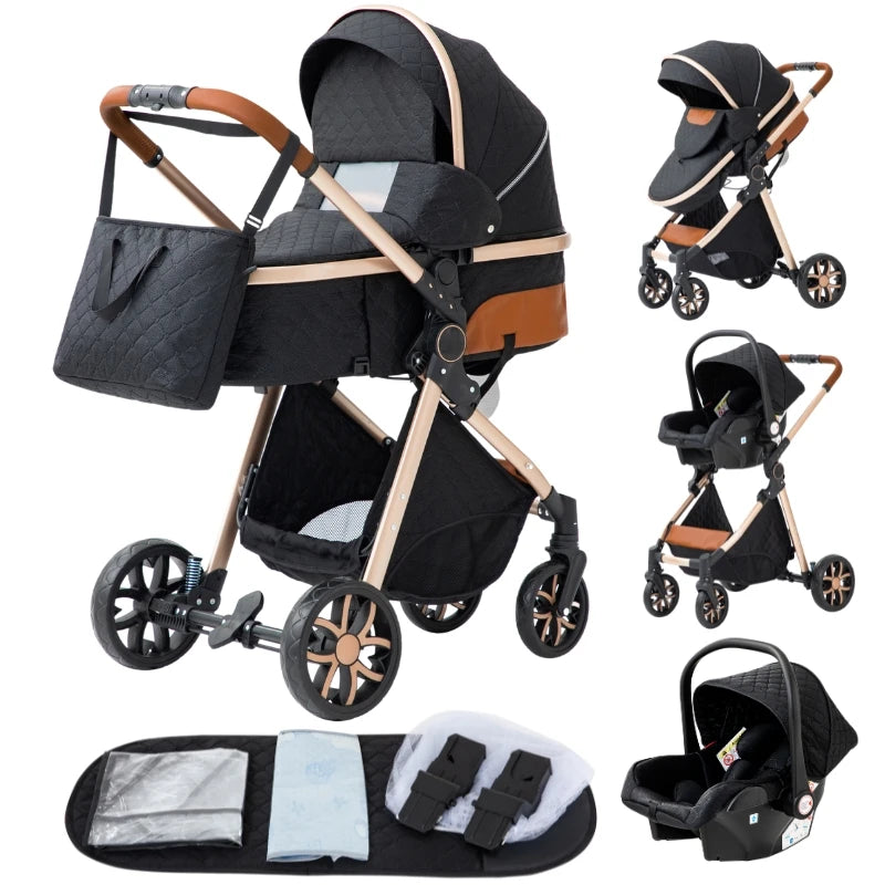 3‑in‑1 Luxury Baby Stroller Travel System