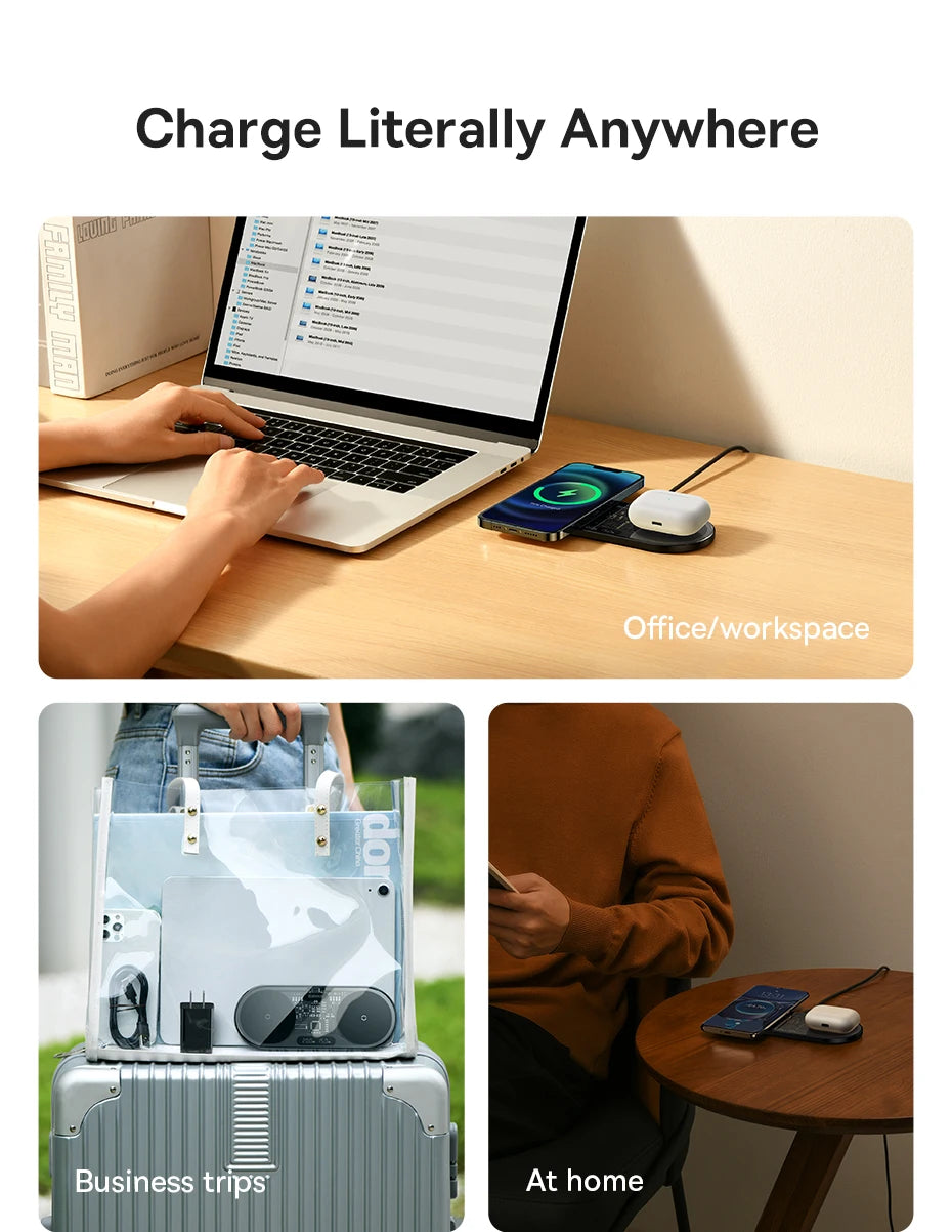 Duálny bezdrôtový nabíjač s LED displejom pre iPhone, Samsung a AirPods