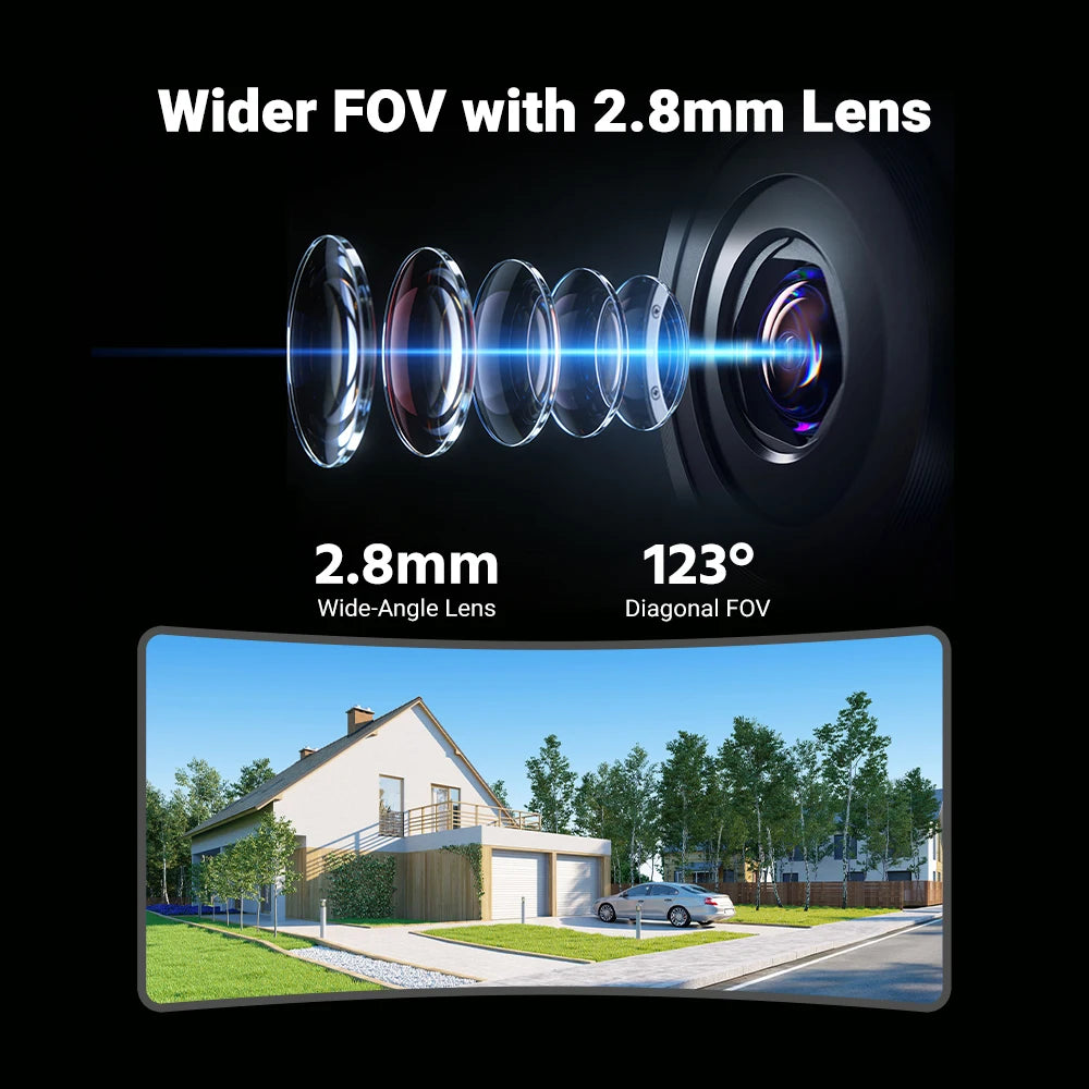 3K 5MP Outdoor IP Camera with Color Night Vision, Wide Angle, PoE, Two-Way Audio