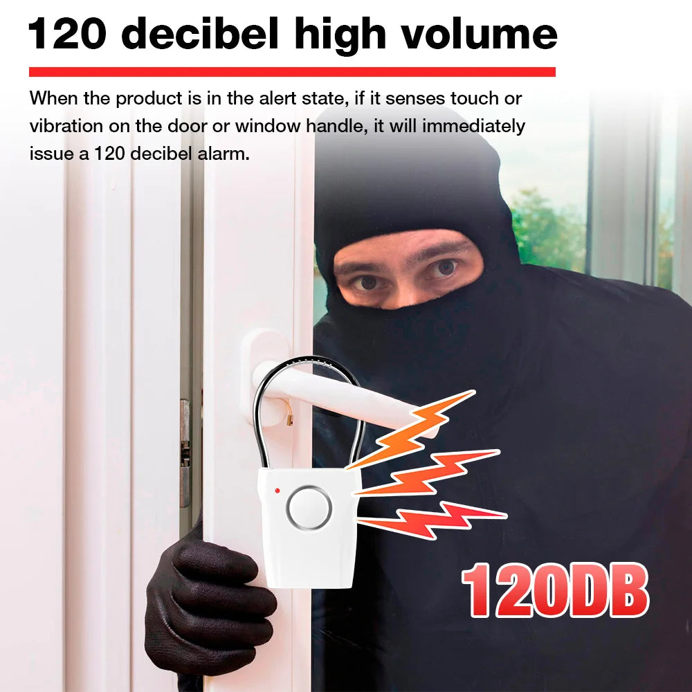Portable Door Handle Alarm Lock 120dB Vibration Sensor Anti-theft Security Alarm 3 Modes Home Hotel Travel Safety Window Alarm