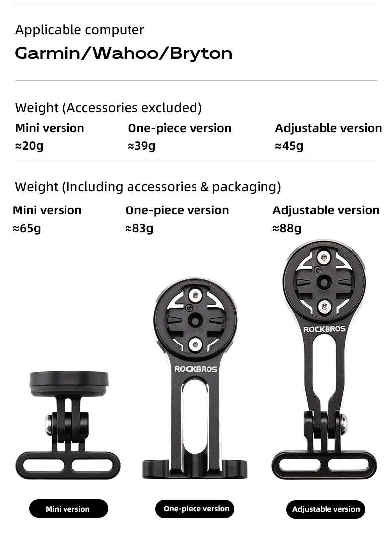 Prolunga per Supporto Computer da Bici con Porta Luce Anteriore Staffa in Lega