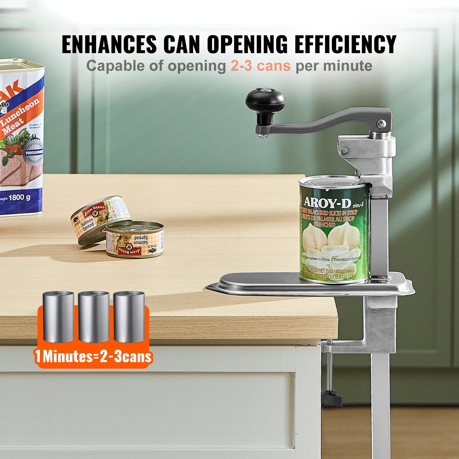 Commercial Manual Can Opener with Table Clamp & Adjustable Height