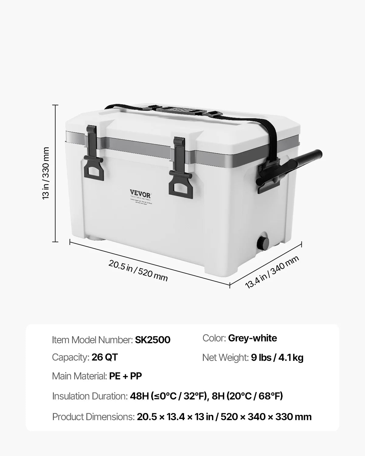 Portable Hard Cooler with Ice Retention, Heavy-Duty Handles and Cup Holder