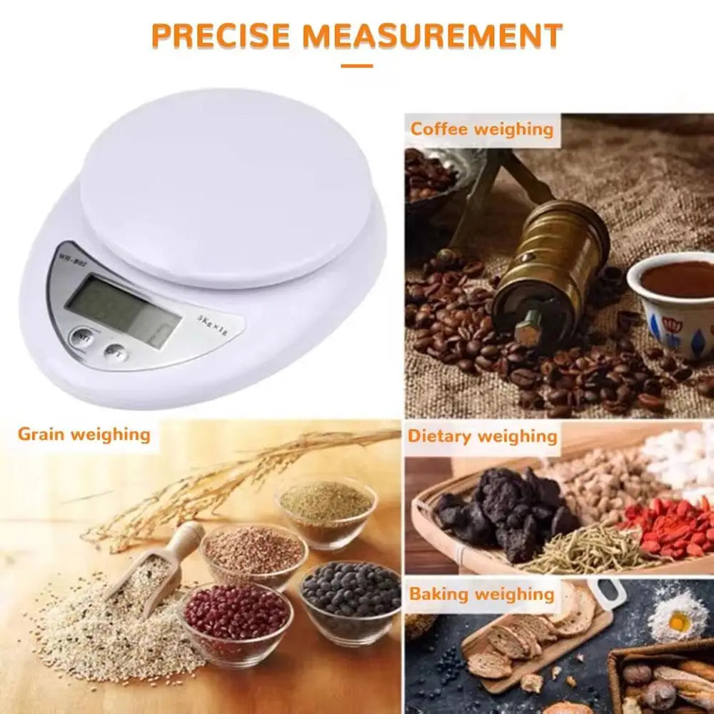 Digital Kitchen Scale, 5 kg Capacity and 1 g Increments