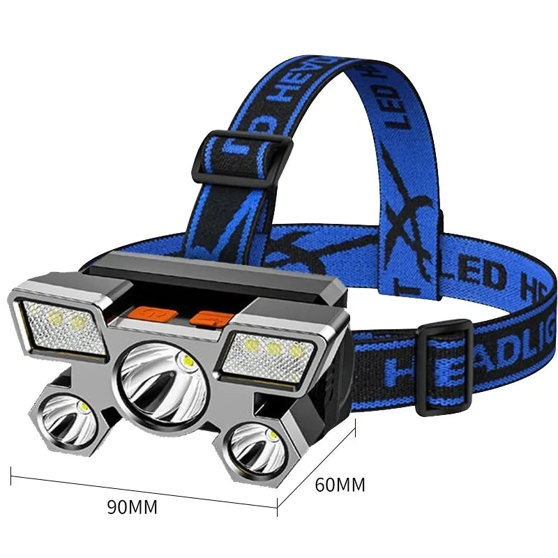 USB Rechargeable Five-LED Headlamp