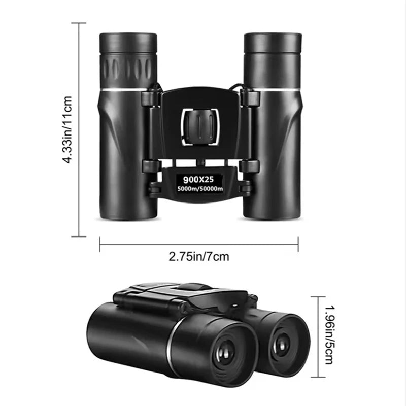 Binoculars 9000M Long Range 900x25 HD Folding Night Vision Mini Telescope FMC Optics For Hunting Sports Outdoor Camping Travel