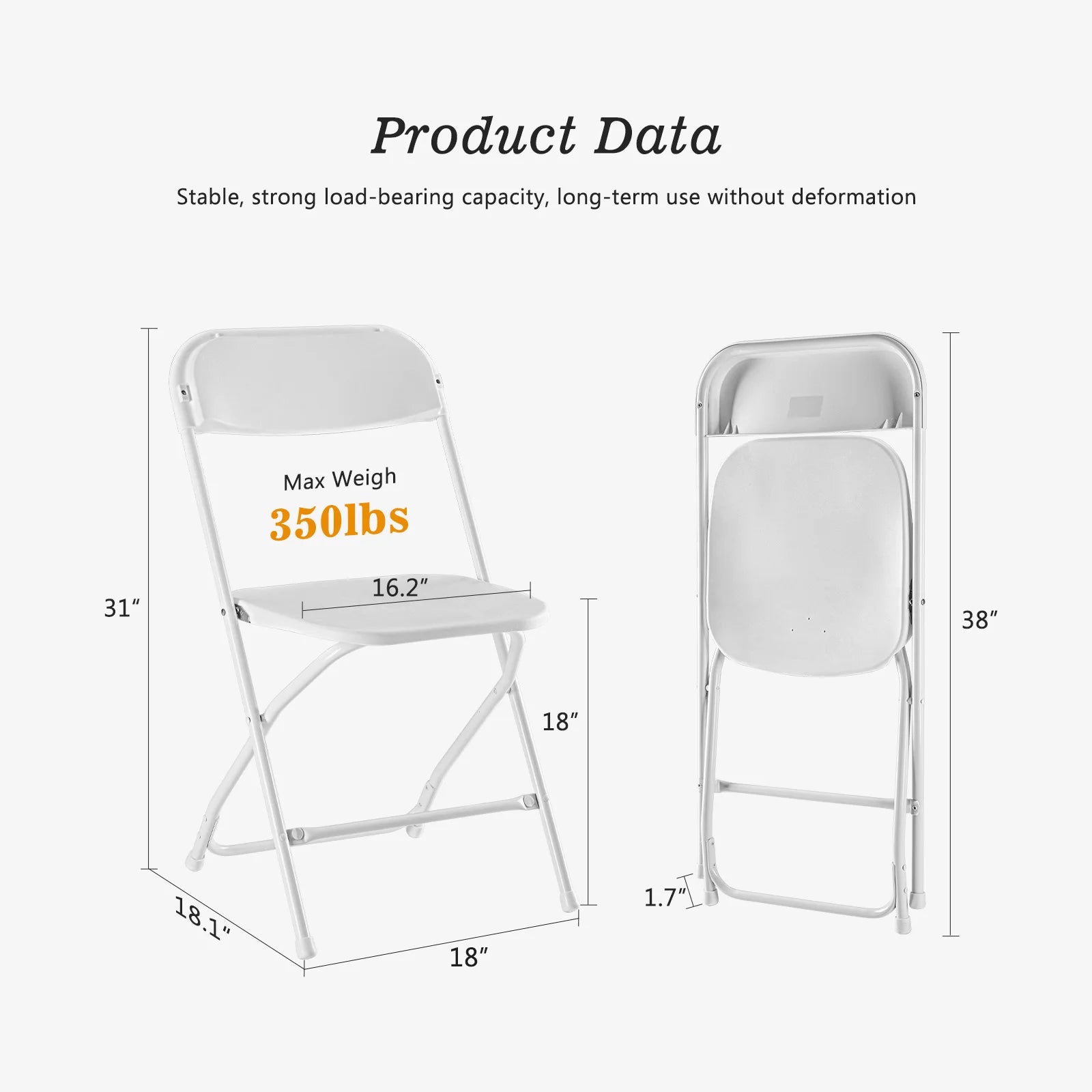 Folding Padded Chair Set with PU Leather Seat, 330LB Capacity