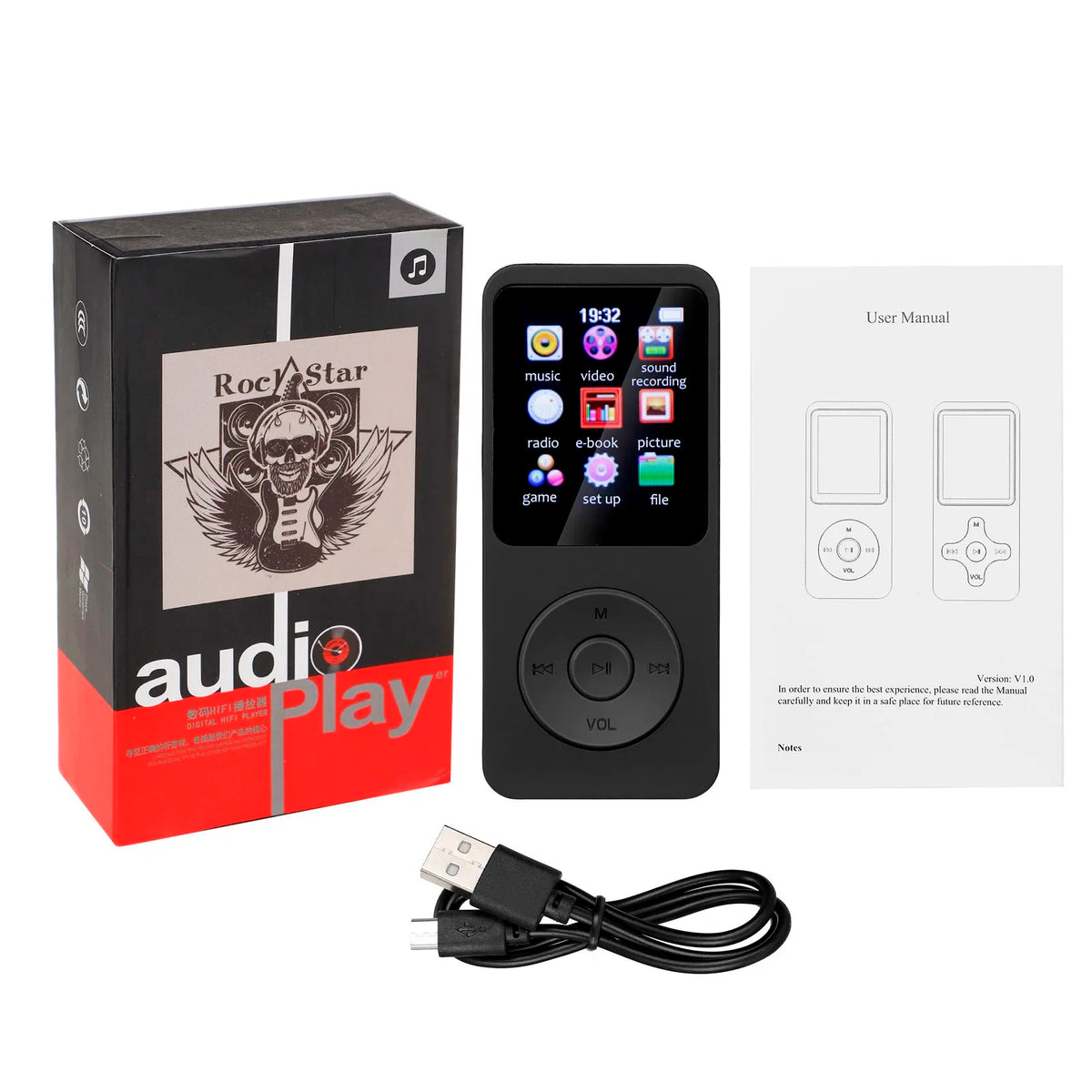 Portable MP3 Player 1.8 Inch Screen Walkmen HIFI Bluetooth Compatible E-Books Recording Bluetooth Wifi Pplayer FM Radio Player