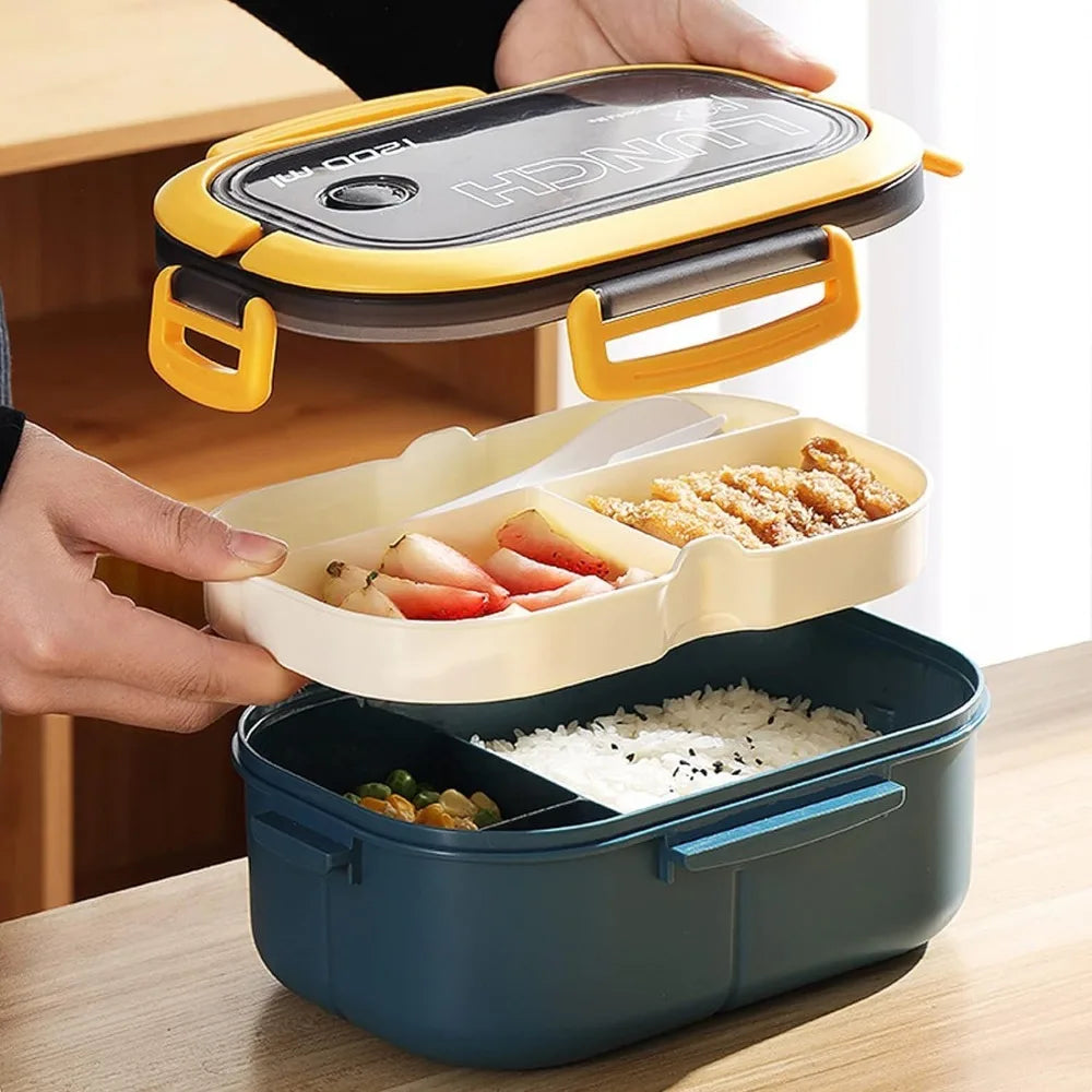 Blue Bento Lunch Container, Pictured Design