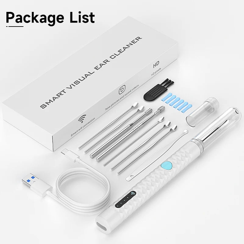 Wireless Visual Otoscope 4.2mm 1080P WiFi Ear Scope with Cleaning Tools
