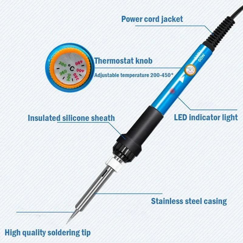 Adjustable Temperature Electric Soldering Iron 60W 220V or 110V Electric Soldering Iron Welding Solder Repair Tool